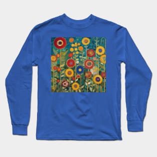 Colorful Abstract Flower Garden After Klimt Long Sleeve T-Shirt